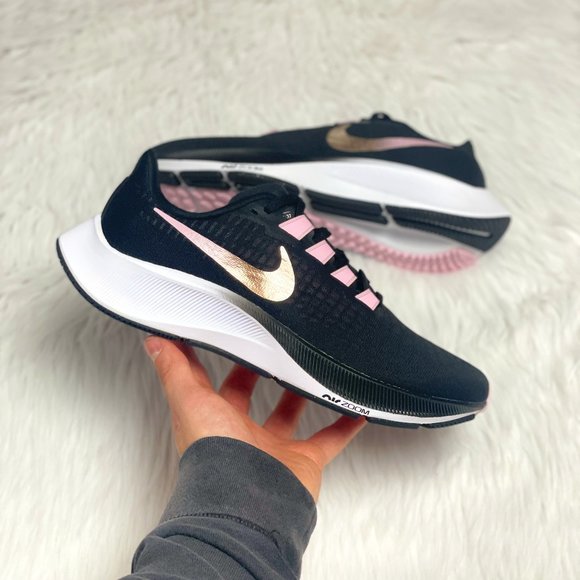Nike Air Zoom Pegasus 37 Womens Running Shoe Black Pink BQ9647-007 NEW Size 8.5 - Picture 1 of 8